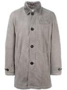 Brunello Cucinelli Buttoned Short Coat, Men's, Size: Xl, Grey, Cotton/artificial Fur/chamois Leather