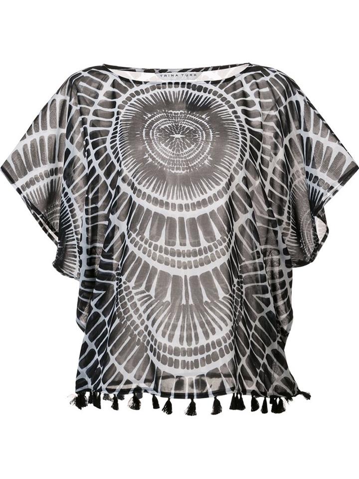 Trina Turk Sheer Printed Blouse