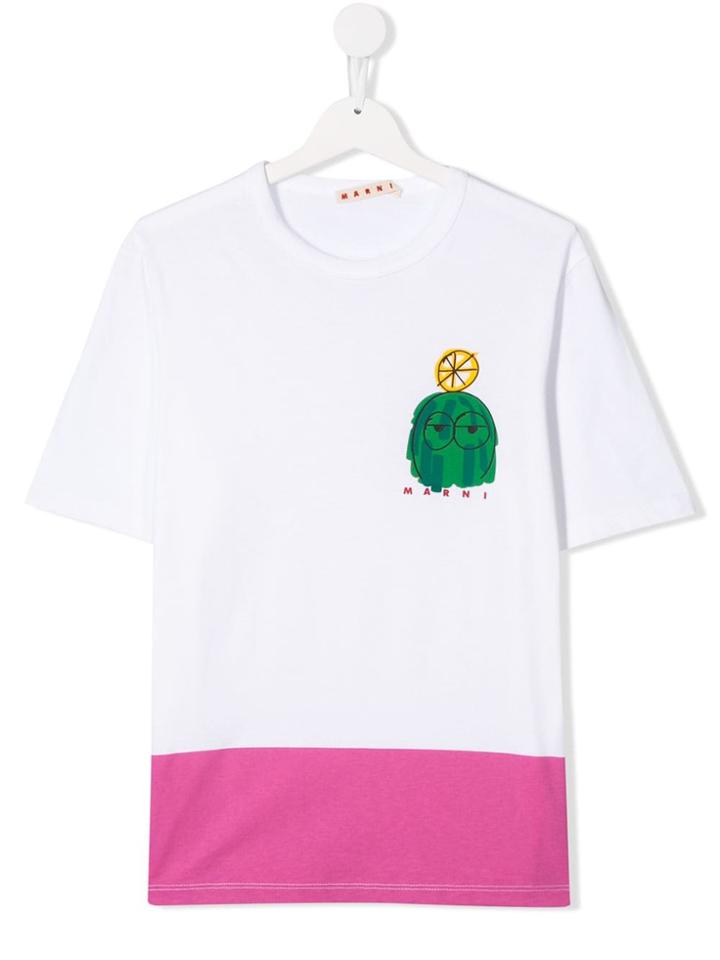 Marni Kids Chest Graphic Print T-shirt - White