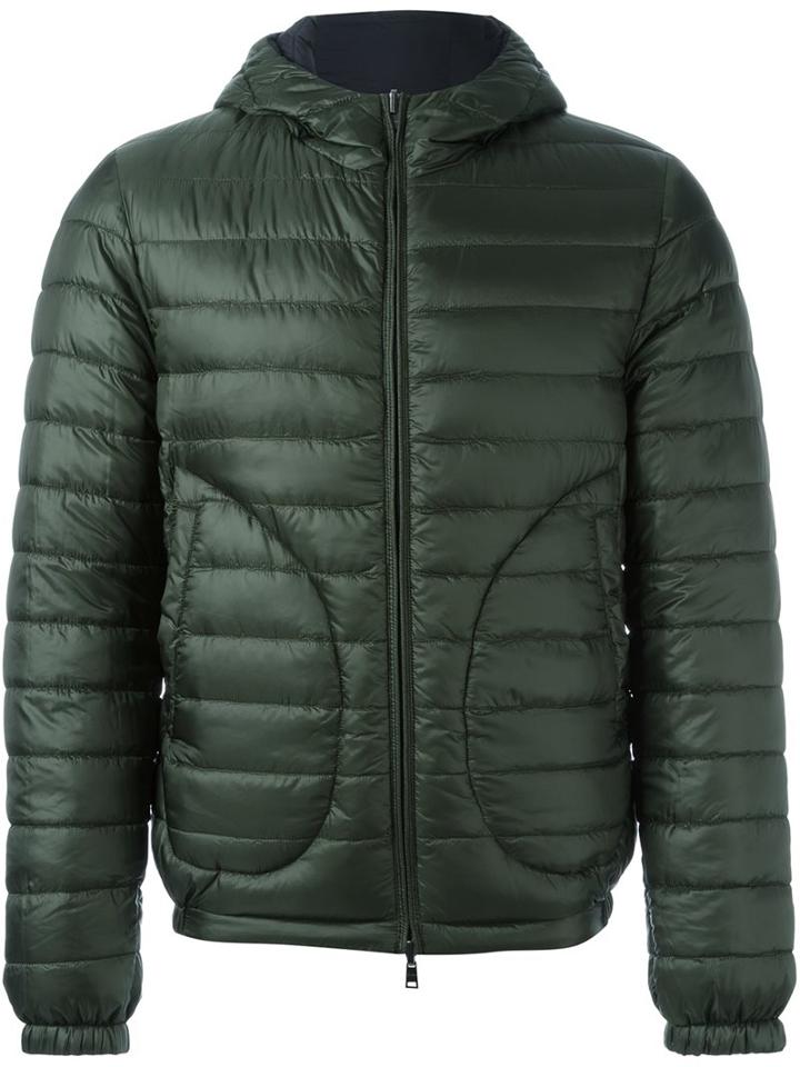Herno Hooded Padded Jacket, Men's, Size: 50, Green, Polyamide/polyurethane/feather/goose Down