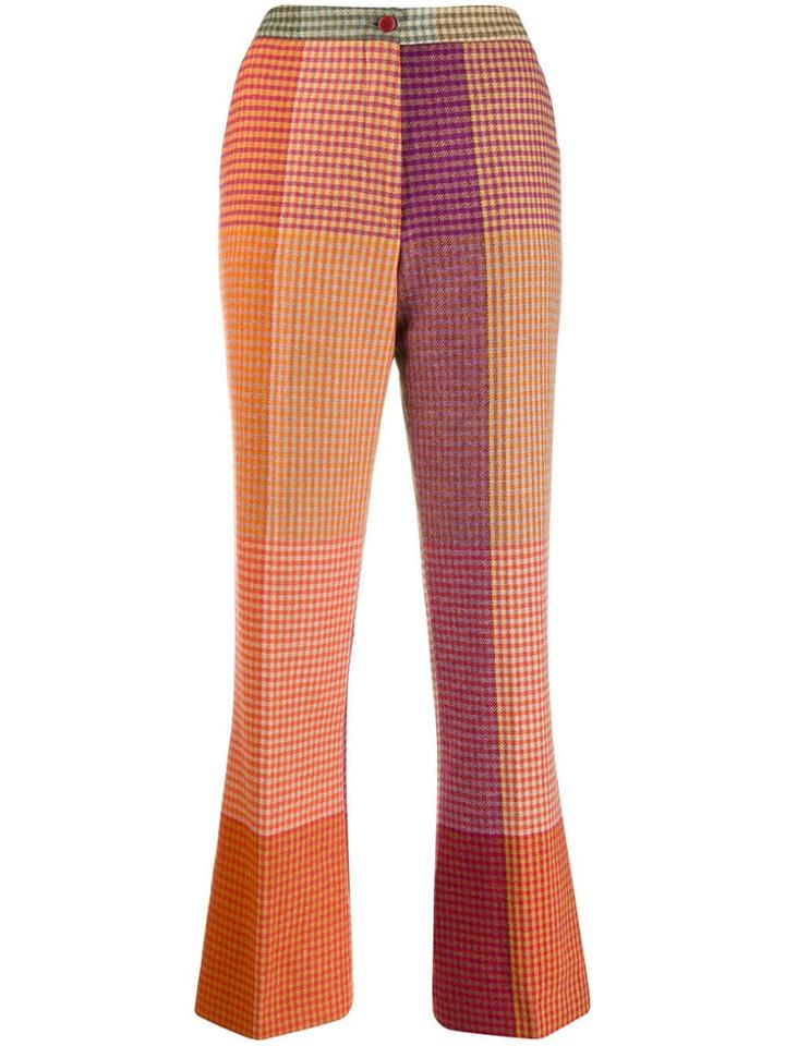 Etro Herribone Panelled Flared Trousers - Orange