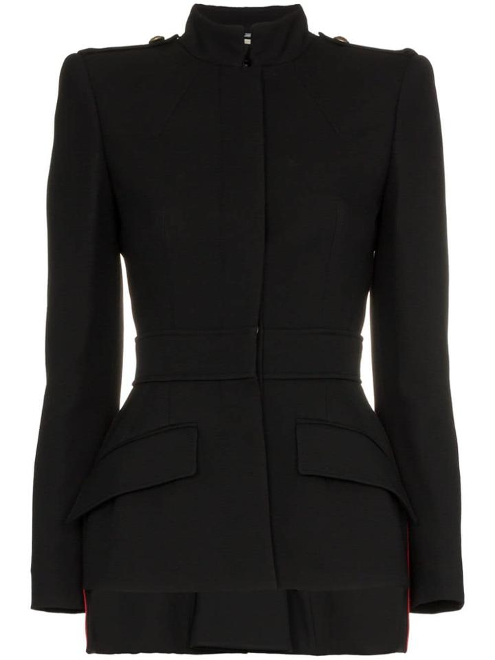 Alexander Mcqueen High Neck Military Jacket - Black
