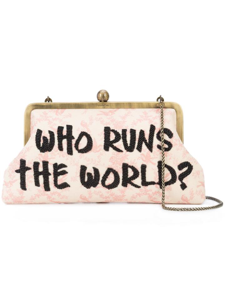 Sarah's Bag Who Runs The World Clutch - White