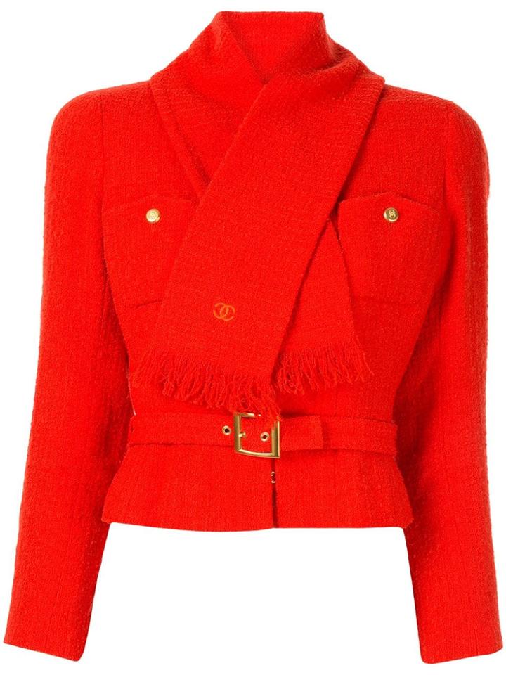Chanel Pre-owned 1996's Cc Logos Button Long Sleeve Jacket - Orange