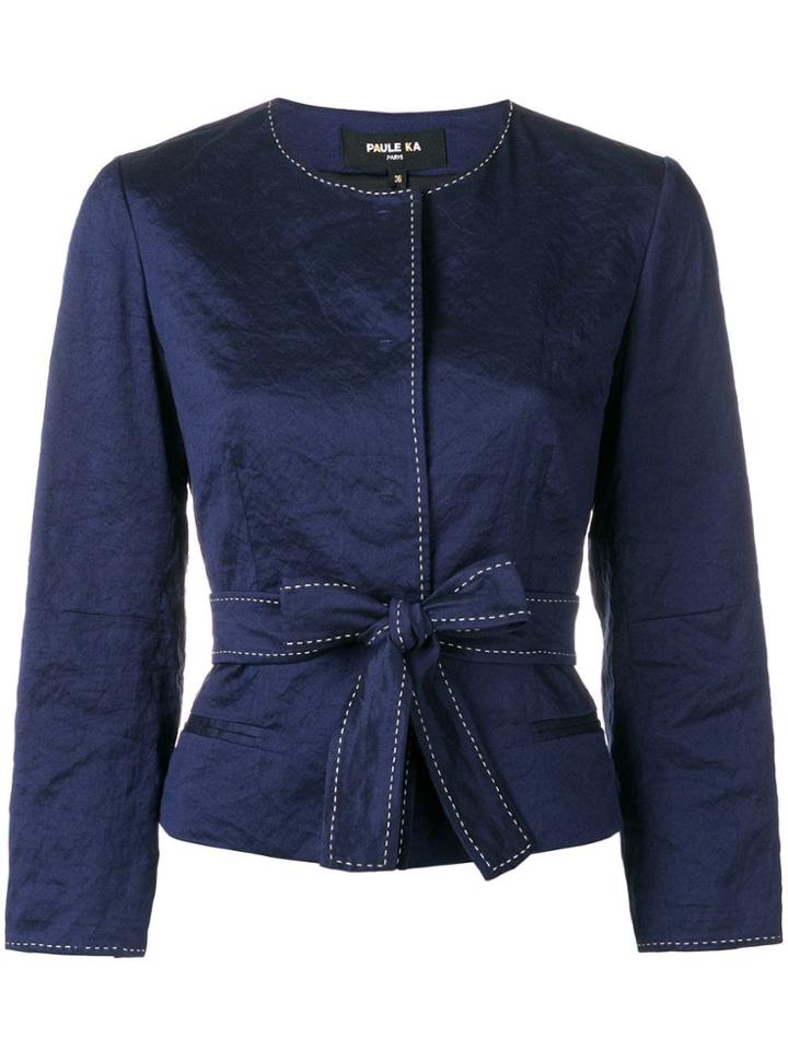 Paule Ka Fitted Belted Jacket - Blue