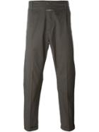Closed Turn-up Hem Trousers, Men's, Size: 31, Green, Cotton/spandex/elastane