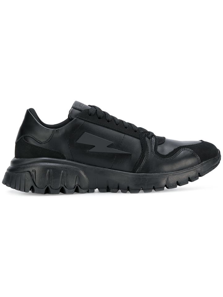 Neil Barrett Ridged Logo Sneakers - Black