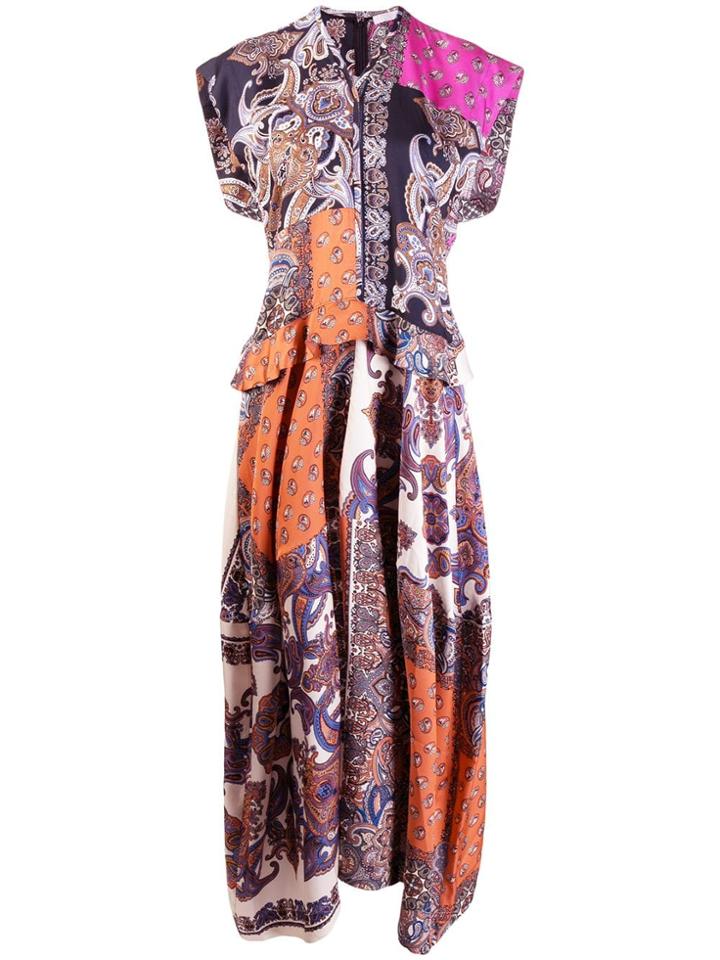 Chloé Paisley Print Multi Panel Dress - Orange