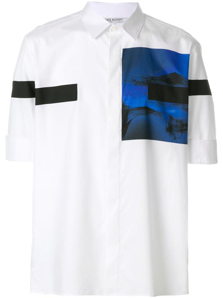 Neil Barrett Boxy Abstract Print Detail Shirt - White