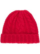 Ami Alexandre Mattiussi Cable Knit Beanie - Red