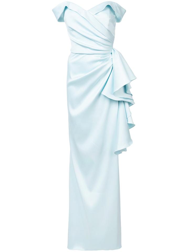 Badgley Mischka Off The Shoulder Gown - Blue