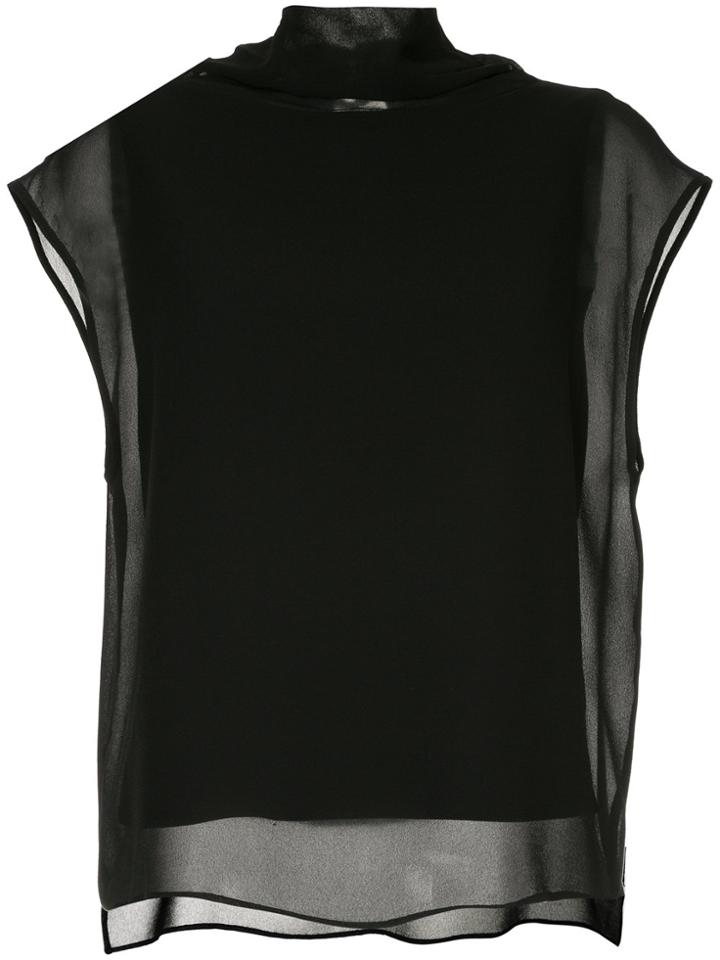 Jean Paul Knott High Neck Layered Top - Black