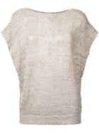 Fay Open Knit Cap Sleeve Top - Nude & Neutrals