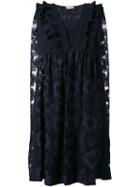Fendi Floral Embroidered Dress, Women's, Size: 40, Black, Silk