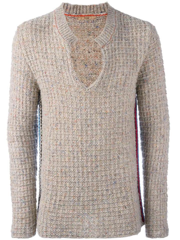 Nuur Collar Detail Jumper, Men's, Size: 50, Nude/neutrals, Silk/nylon/merino
