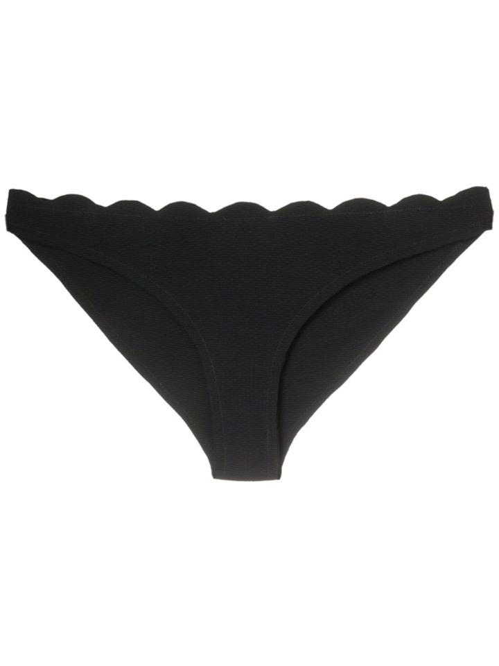 Marysia Scalloped Hem Bikini Bottoms - Black