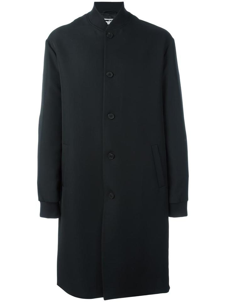 Mcq Alexander Mcqueen Contrast Stripe Bomber Coat, Men's, Size: Large, Black, Virgin Wool/viscose