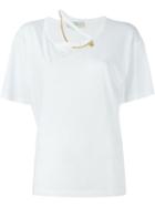 Stella Mccartney 'falabella Chain' T-shirt, Women's, Size: 42, White, Cotton/brass/metal (other)