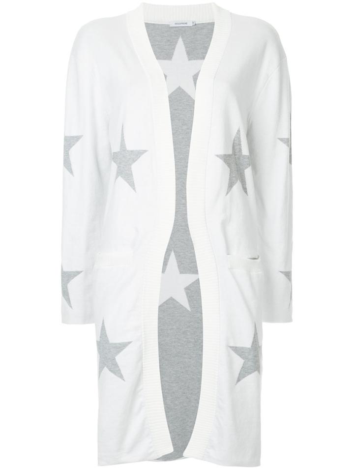 Guild Prime Star-intarsia Longline Cardigan - White