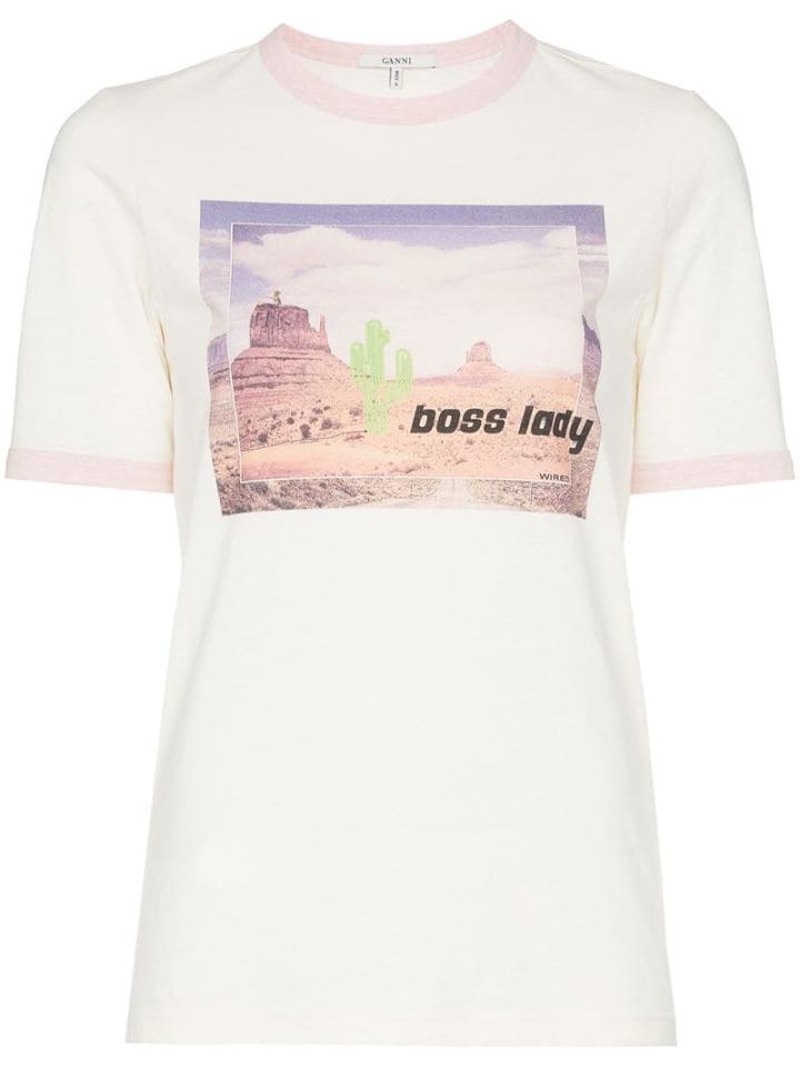 Ganni Ranger Cotton Blend T-shirt - Neutrals