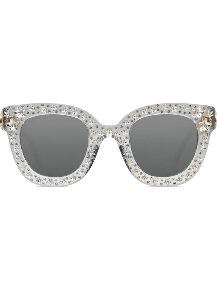 Gucci Eyewear Occhiali Da Sole Cat Eye In Acetato Con Stelle - Blue