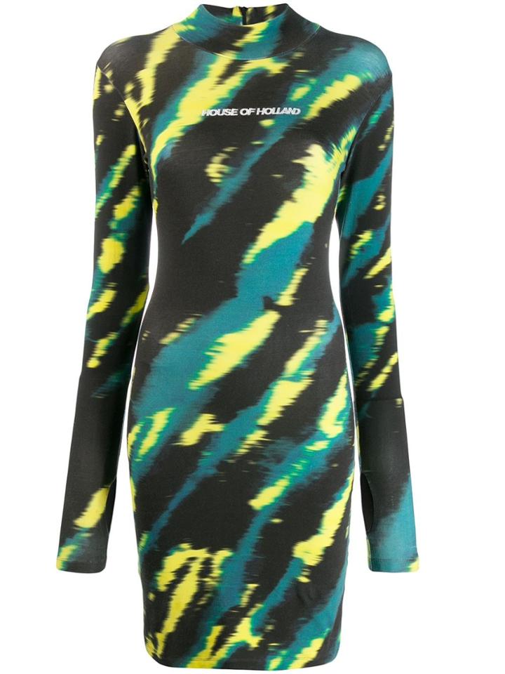 House Of Holland Tie-dye Mini Dress - Green