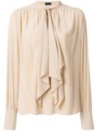 Joseph - Gathered Detailing Tie Blouse - Women - Silk - 36, Nude/neutrals, Silk