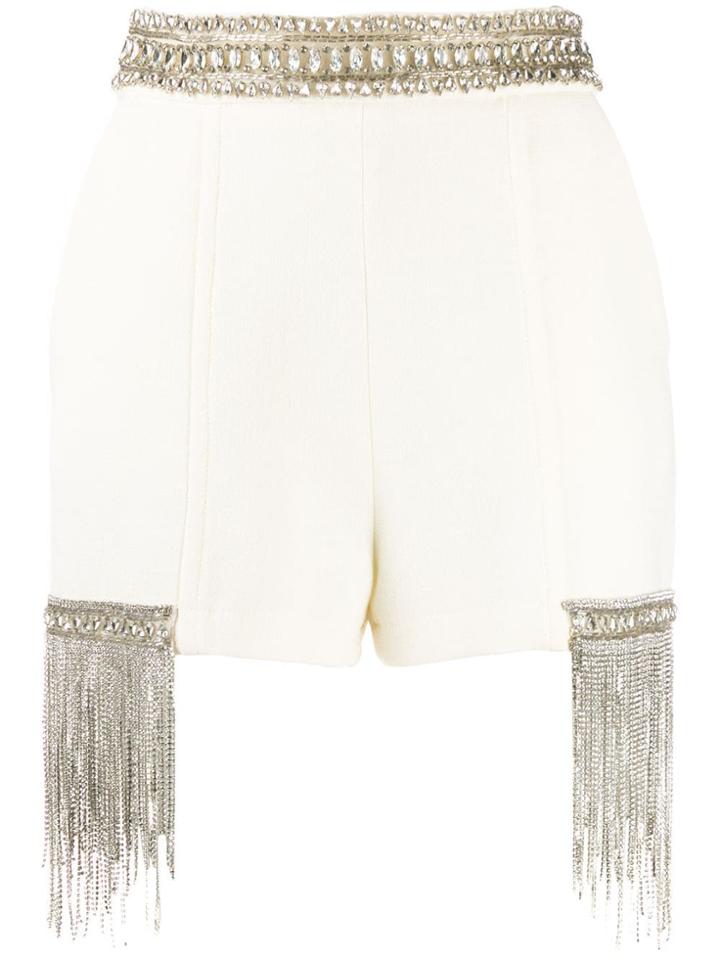 Elisabetta Franchi Crystal-embellished Fringe Shorts - Neutrals