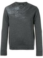 Emporio Armani Sketch Print Sweatshirt, Men's, Size: Xl, Grey, Modal