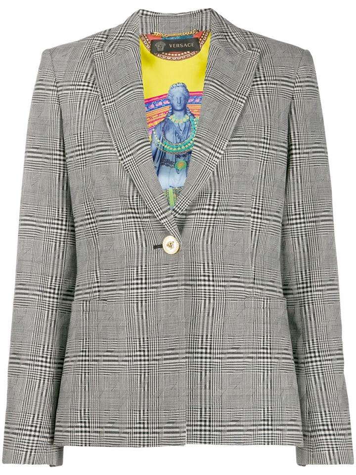 Versace Checked Single-breasted Blazer - Black