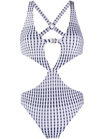 Fleur Of England Striped Cut-out Swimsuit - White
