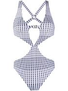 Fleur Of England Striped Cut-out Swimsuit - White