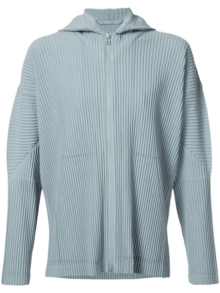 Homme Plissé Issey Miyake - Pleated Zip Hoodie - Men - Polyester - 2, Grey, Polyester