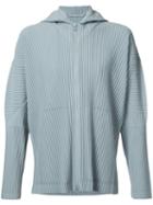 Homme Plissé Issey Miyake - Pleated Zip Hoodie - Men - Polyester - 2, Grey, Polyester
