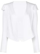 Styland Cropped Ruffle Trim Jacket - White