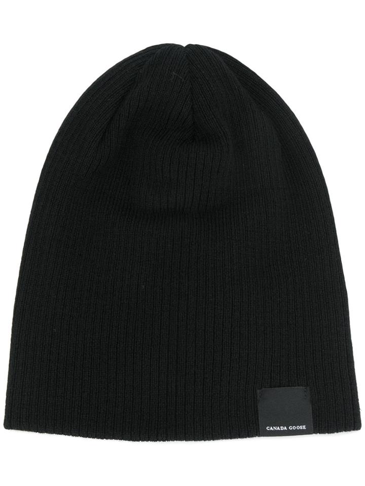Canada Goose Ribbed Knit Beanie - Black