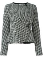 Armani Collezioni Fitted Wrap Jacket, Women's, Size: 42, Black, Polyamide/polyester/spandex/elastane/wool