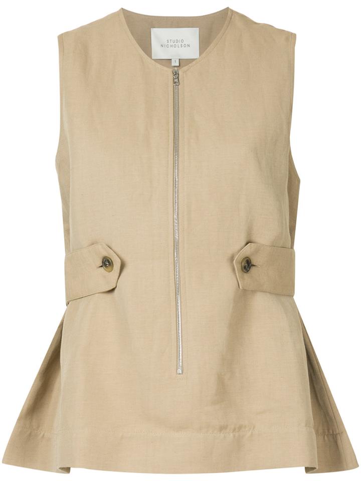 Studio Nicholson Sleeveless Peplum Blouse - Brown