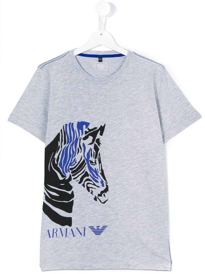 Armani Junior - Horse Print T-shirt - Kids - Cotton - 14 Yrs, Grey
