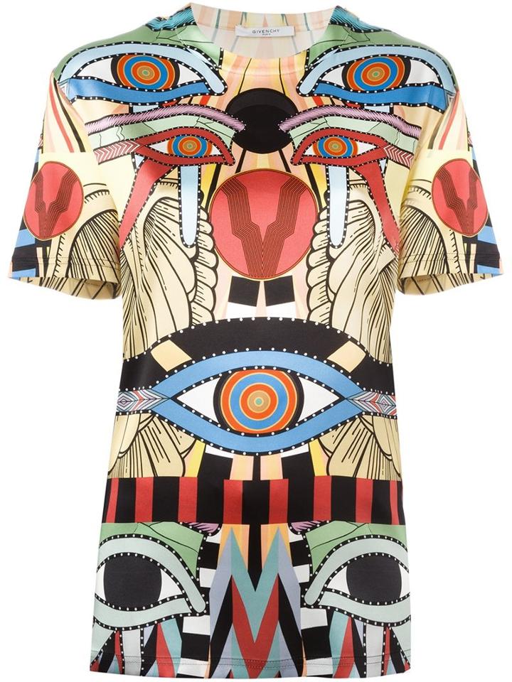 Givenchy 'crazy Cleopatra' Print T-shirt, Women's, Size: 38, Silk/spandex/elastane