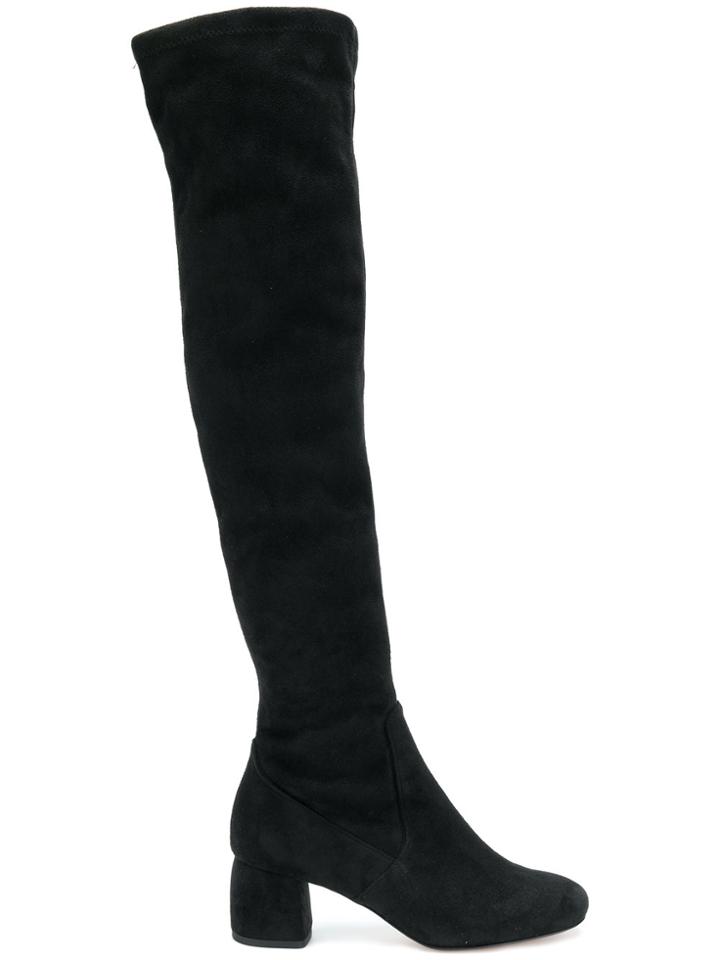 Anna F. Block Heel Over-the-knee Boots - Black