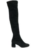 Anna F. Block Heel Over-the-knee Boots - Black