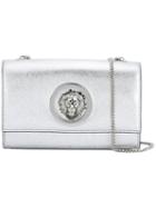 Versus Logo Plaque Shoulder Bag, Women's, Grey, Calf Leather