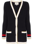 Gucci Stripe-trimmed Cardigan - Blue