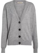 Burberry Vintage Check Detail Merino Wool Cardigan - Grey