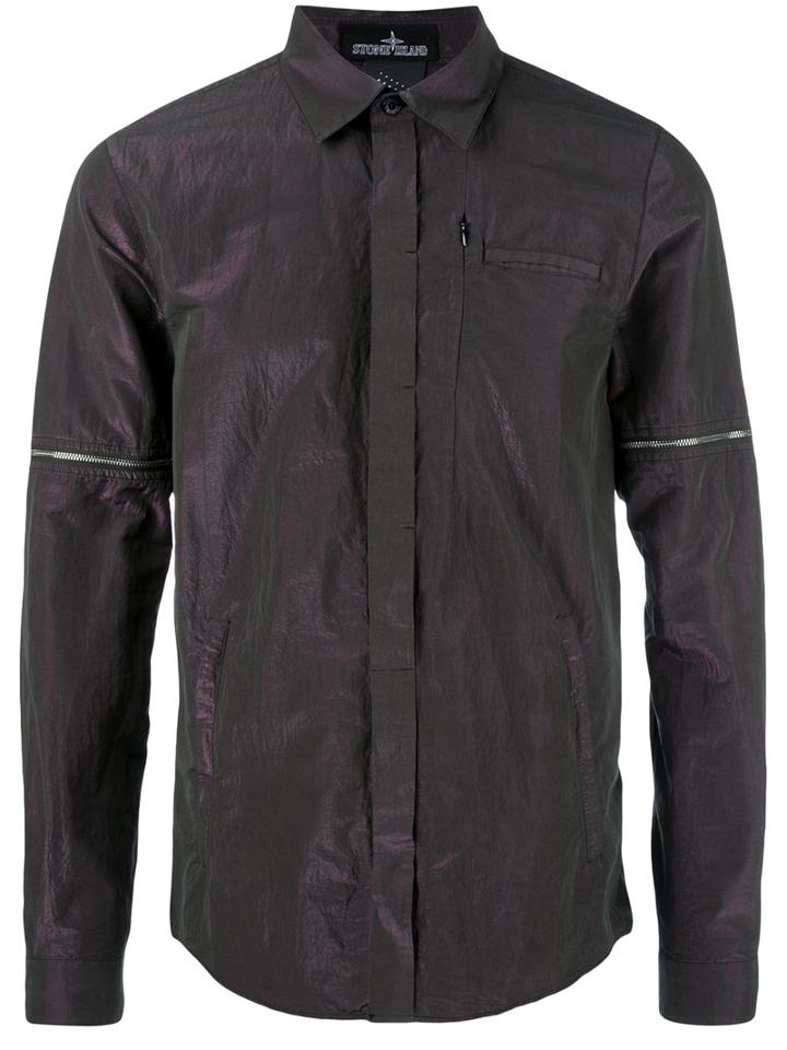 Stone Island Shadow Project Iridescent Shirt, Men's, Size: Large, Green, Cotton/polyester