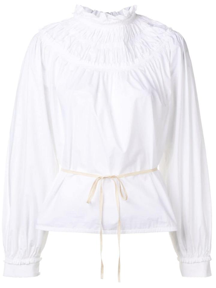 Proenza Schouler Poplin Shirred Turtleneck Top - White