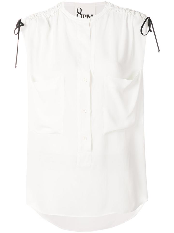 8pm Drawstring Detail Top - White