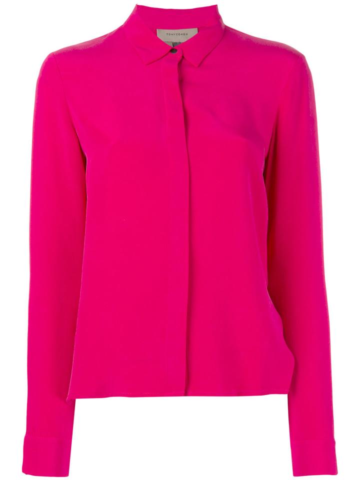 Tony Cohen - Classic Shirt - Women - Silk - 36, Pink/purple, Silk