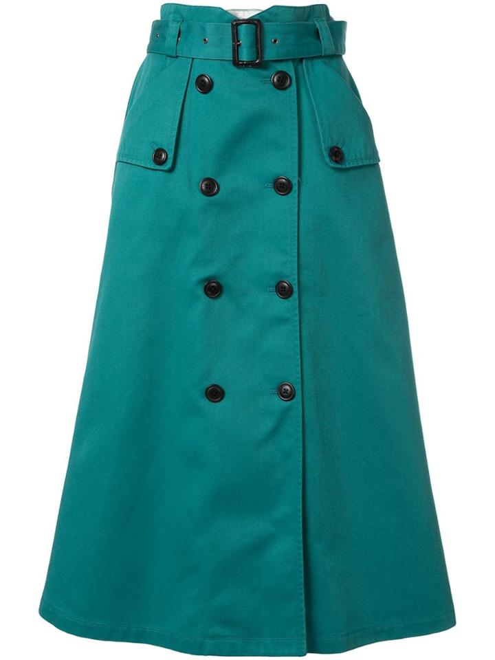Loveless A-line Midi Skirt - Green